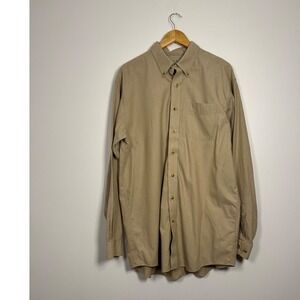 LL Bean Button Down Shirt Mens L-Tall Khaki Tan 0FWA3 Classic Americana